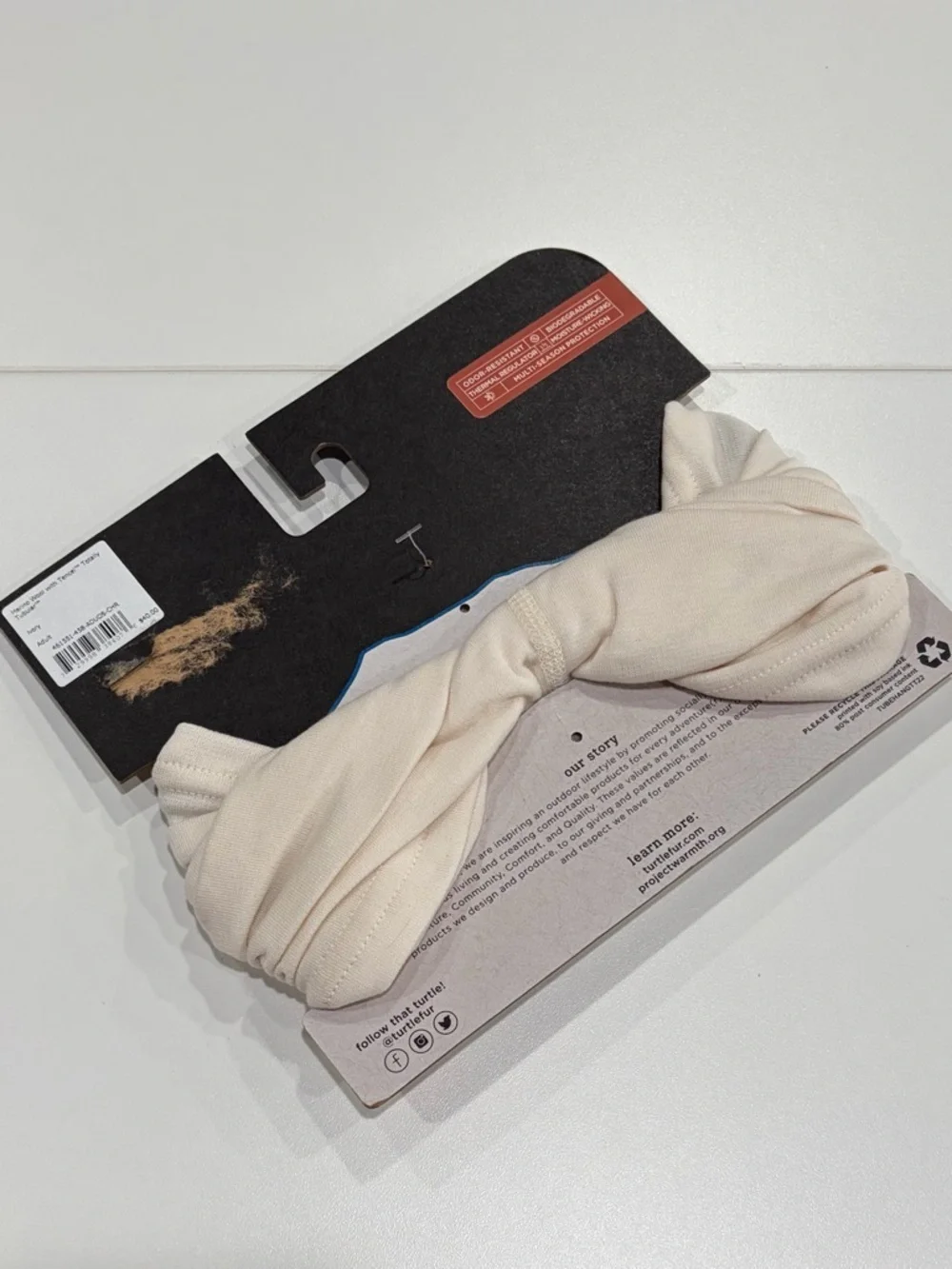 Turtle Fur Adult Totally Tubular Merino Wool Tencel Neck Gaiter UPF 35 Cream NWT